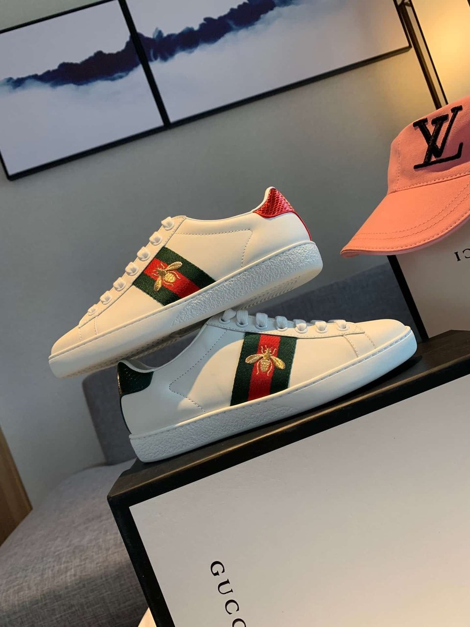 Gucci Ace Embroidered Sneaker Bee White view 10