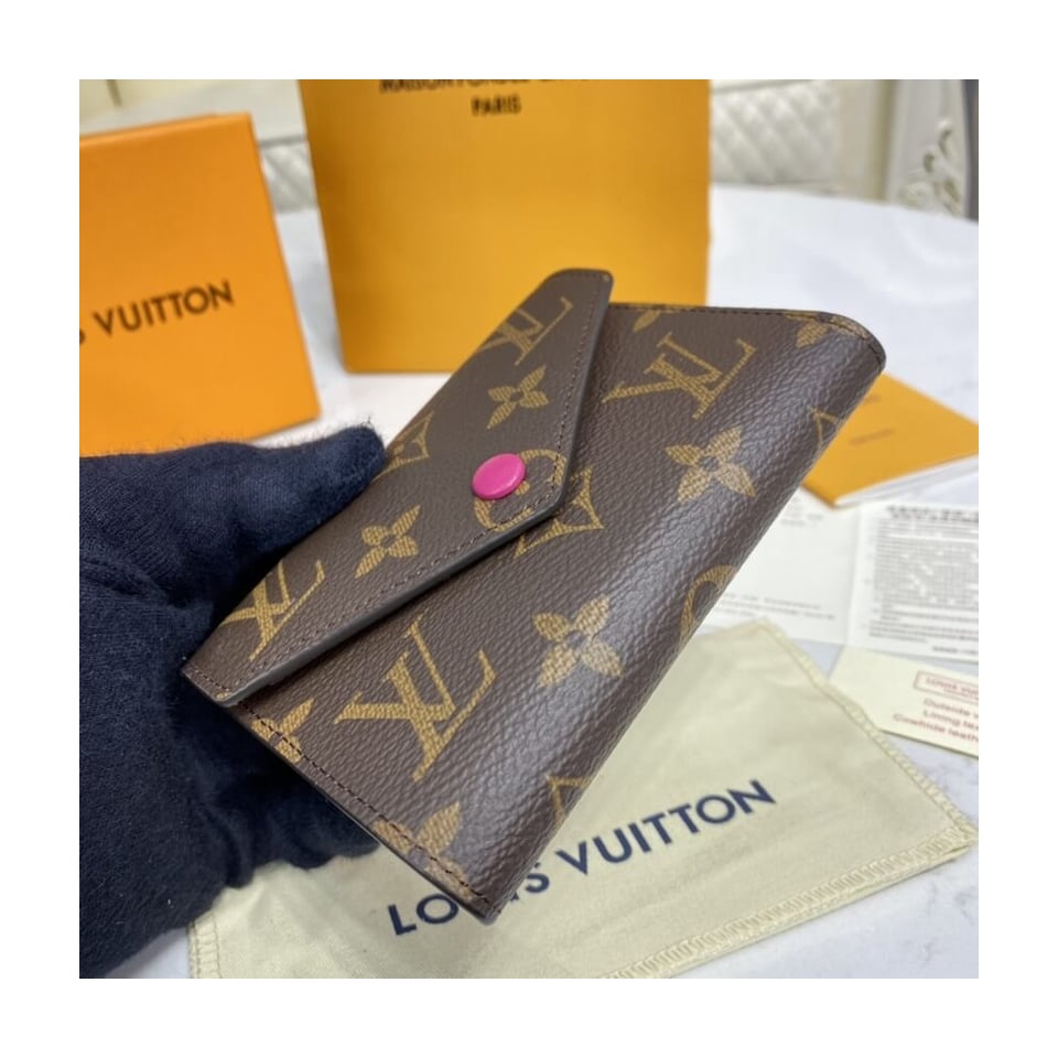 Louis Vuitton Monogram Canvas Victorine Wallet Rose Red view 4