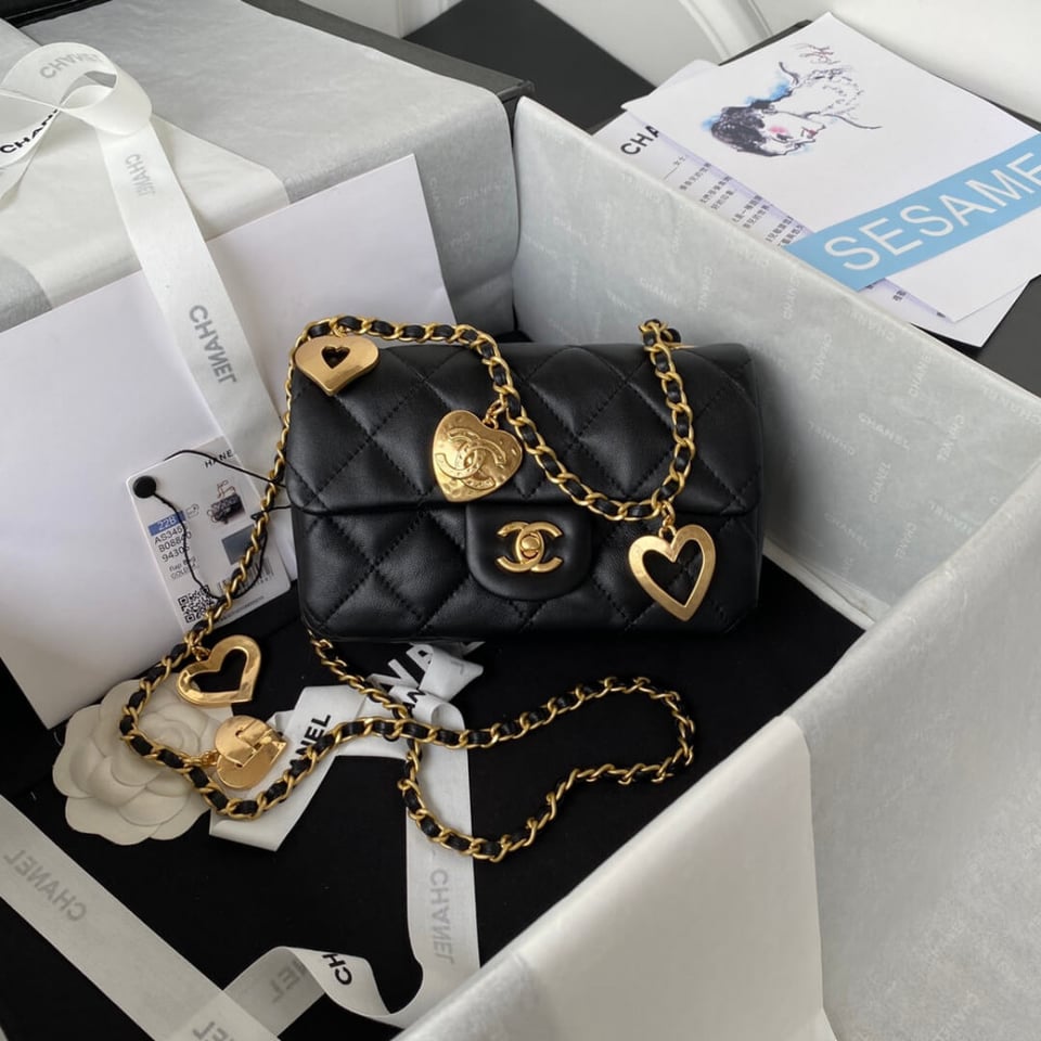 Chanel Mini Flap Bag Heart Chain view 7
