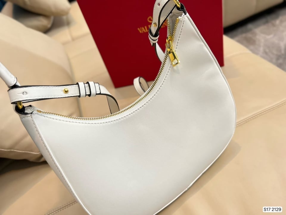 Valentino Garavani Stud Sign Calfskin Hobo Bag in Light Ivory 30cm view 8