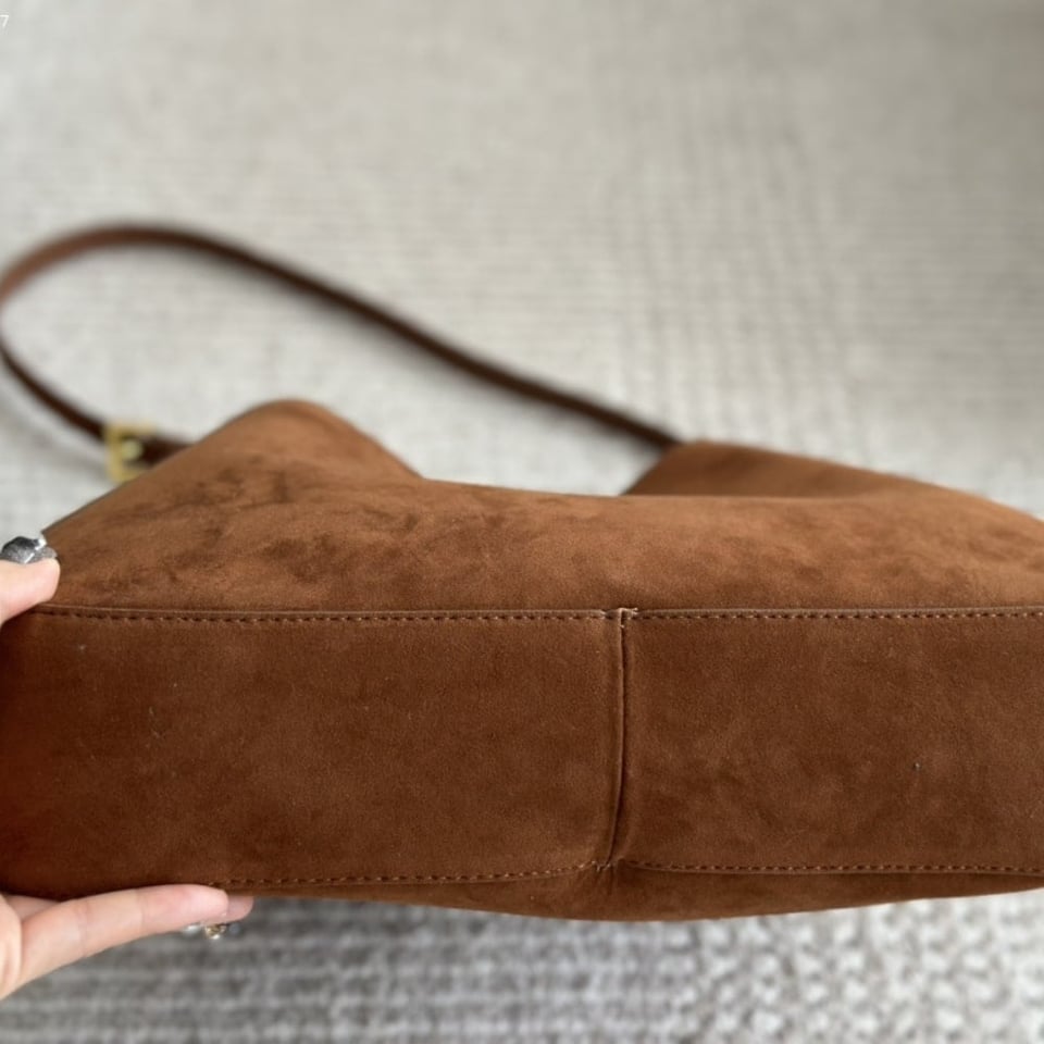 Prada Large Suede Shoulder Bag Cocoa Brown 34Cm view 8