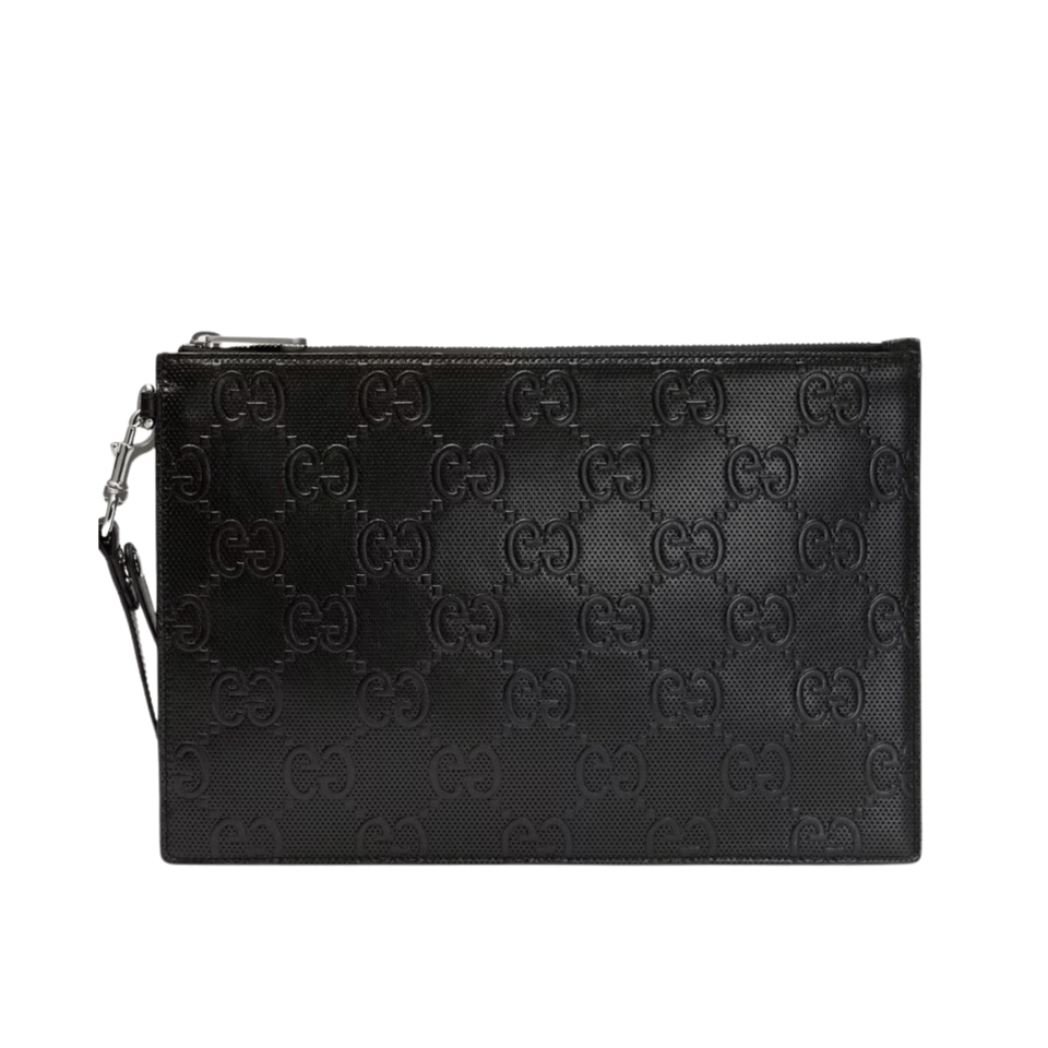 Gucci GG Embossed Pouch Black 12in/31cm For Men