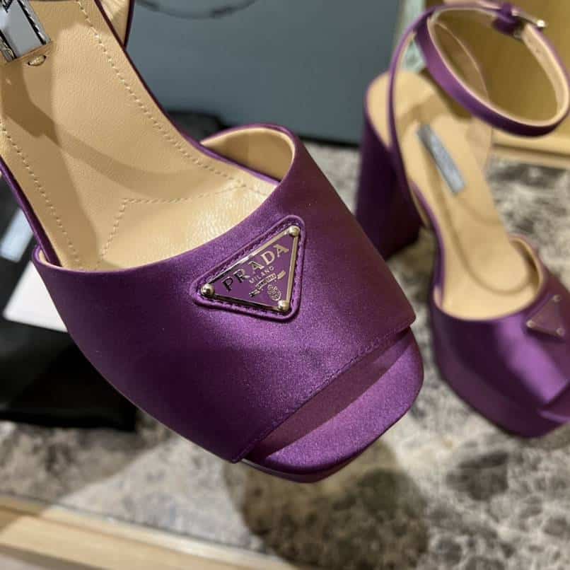 Prada High-Heeled Satin Sandals Violet 1Xp48B049F0030F135 view 4