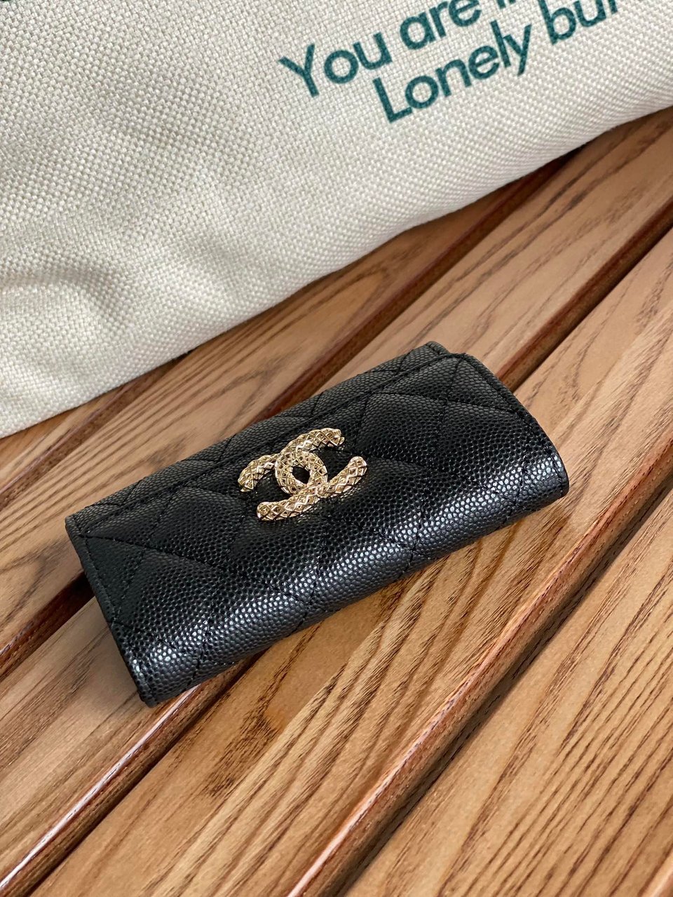 Chanel Small Wallet 11Cm Black Caviar Light Gold Hardware view 7