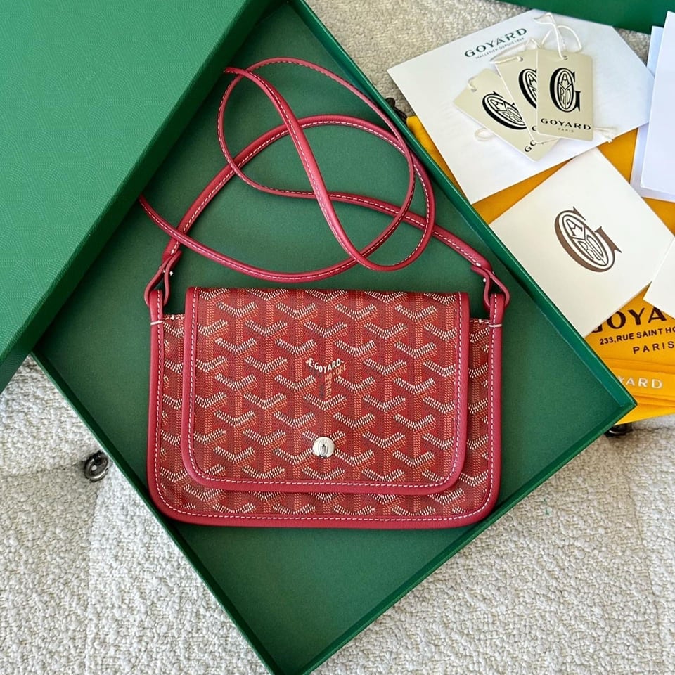 Goyard Plumet Pocket Wallet 20 Cm Classic Red Goyardine Canvas And Lambskin Trim view 2