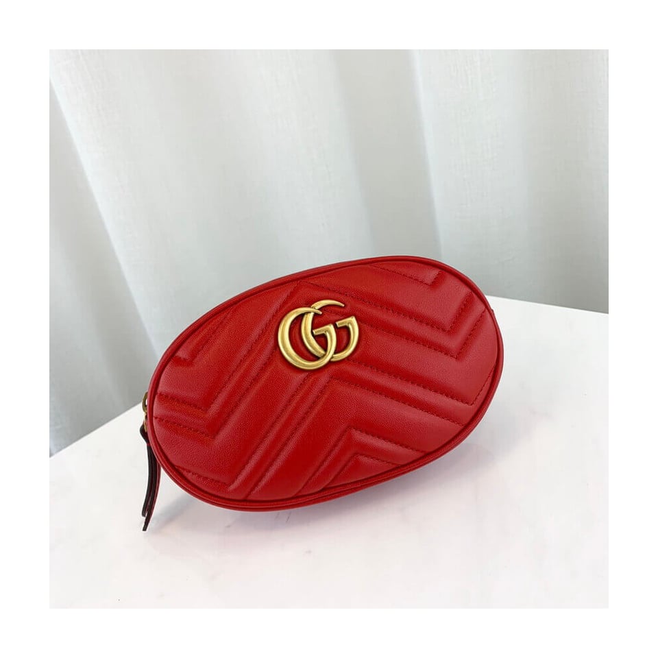 Gucci GG Marmont Matelasse Leather Belt Bag Red view 10