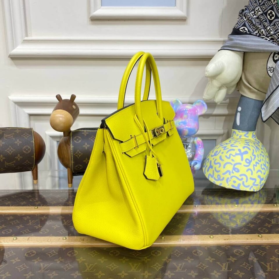 Hermes Birkin 30 Bag Lime Gold Hardware Togo Leather view 5
