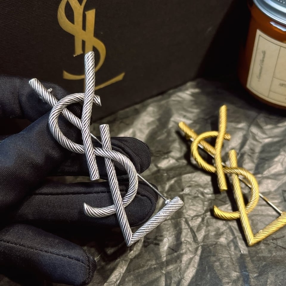 Saint Laurent Ysl Brooch Silver view 3