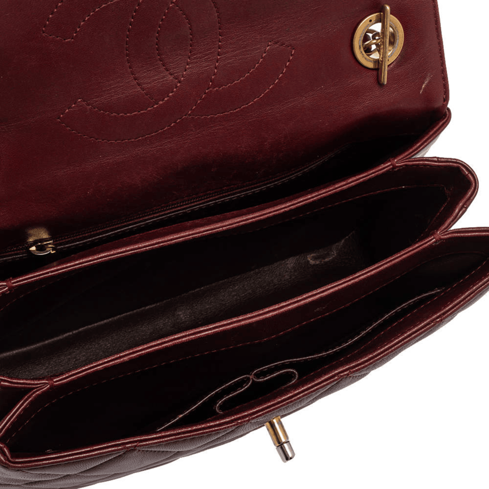Chanel Flap Bag With Top Handle Burgundy 25Cm/9.8in view 7