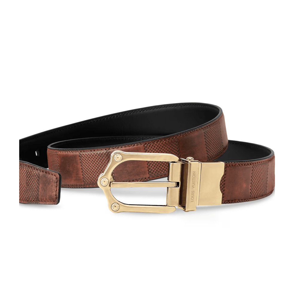 Louis Vuitton LV Brown Frog 30mm Reversible Men Belt M4430U view 3