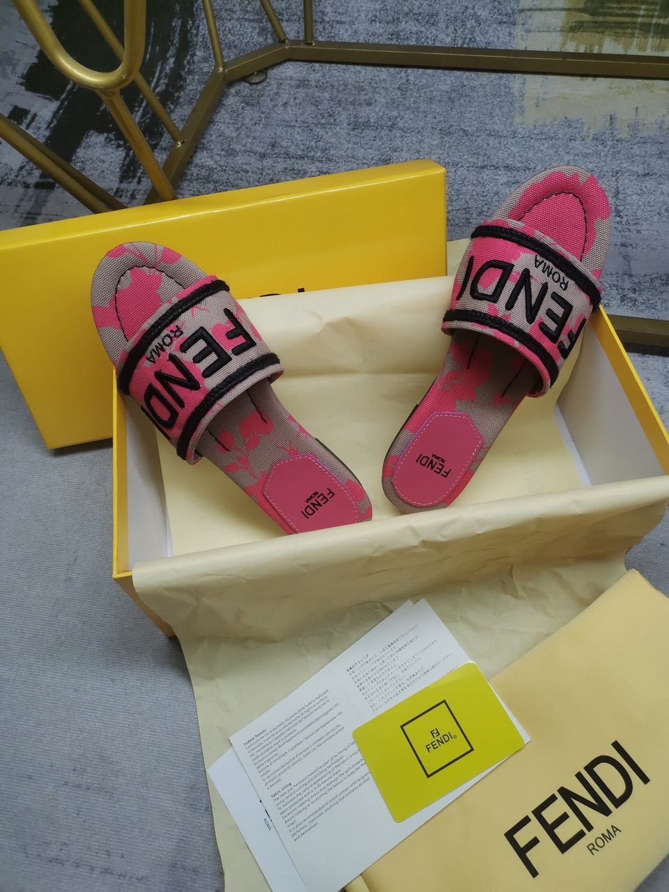 Fendi Signature Canvas Slides Pink 8R8092An7Mf1Kou view 3