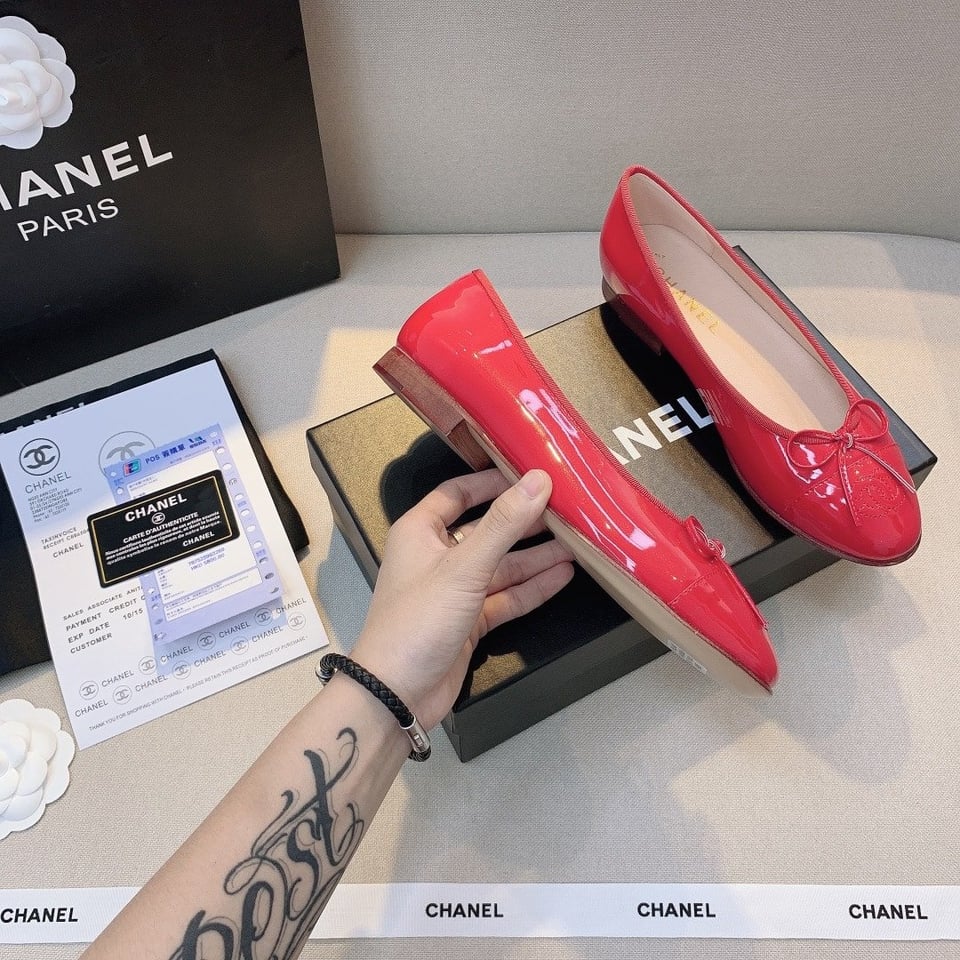 Chanel Red Women’S Ballerinas view 5