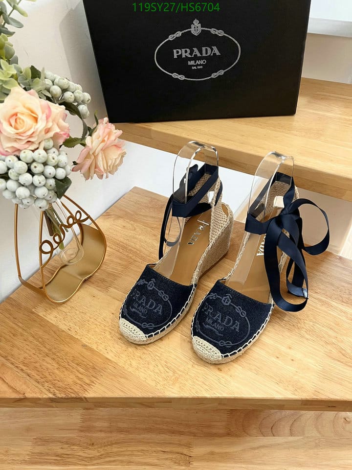 Prada Linen Espadrille Wedge Sandals Blue view 5