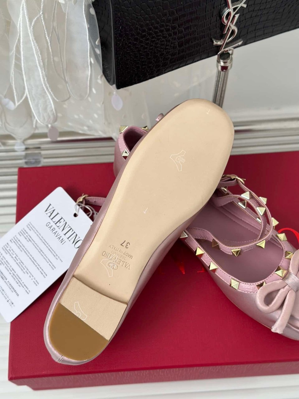Valentino Garavani Rockstud Satin Ballerina Water Lilac 3W2S0Hb6Swh 6E0 view 3