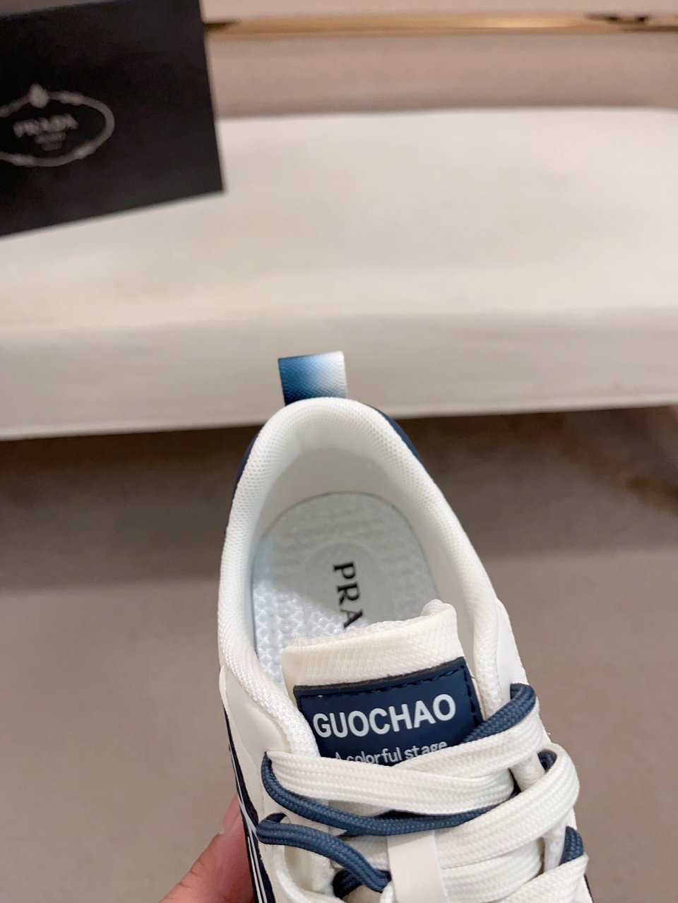 Prada Sport Sneakers Curved Line Blue And Beige view 7