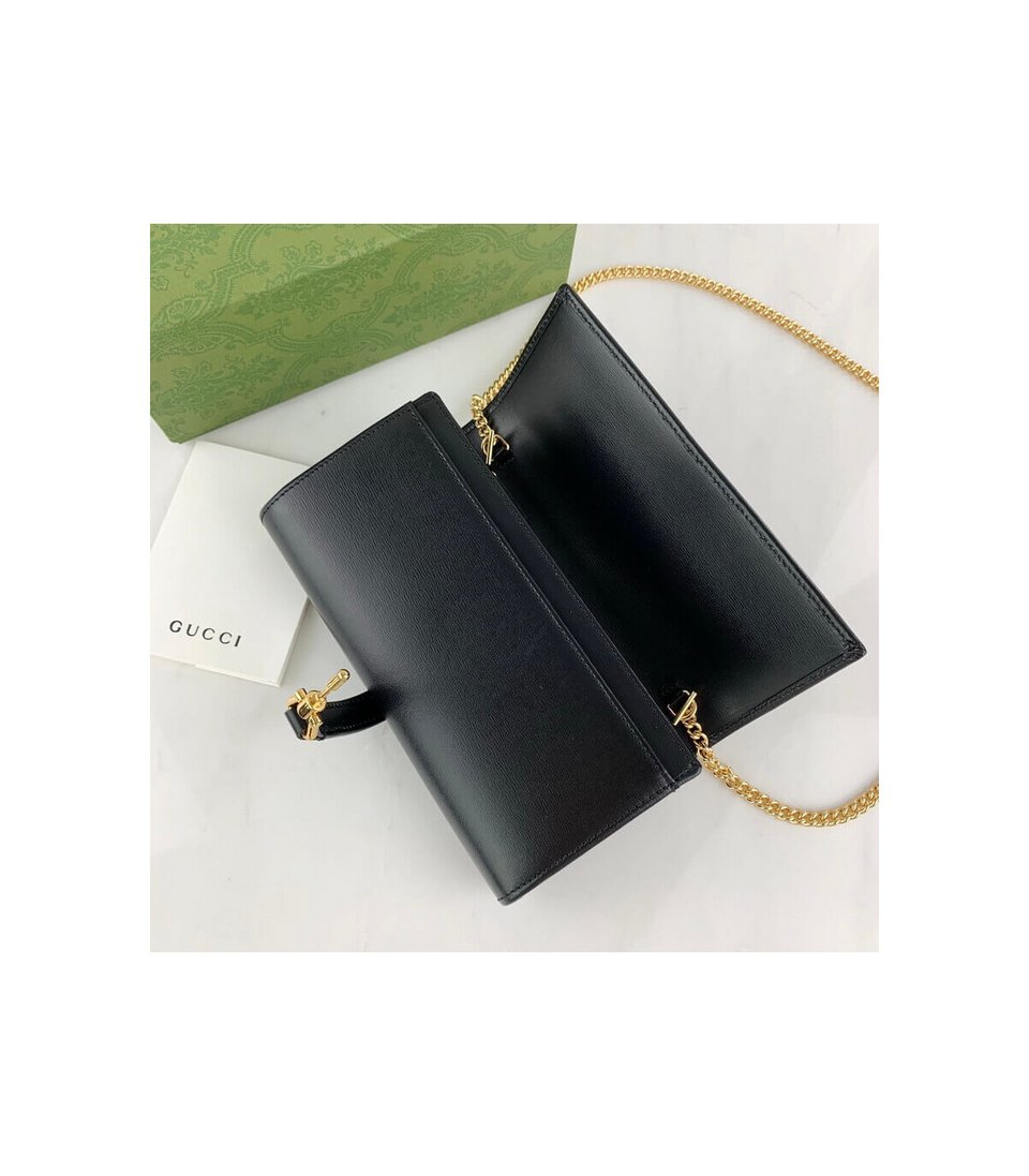 Gucci Jackie 1961 Black Calfskin Chain Wallet 19cm view 7