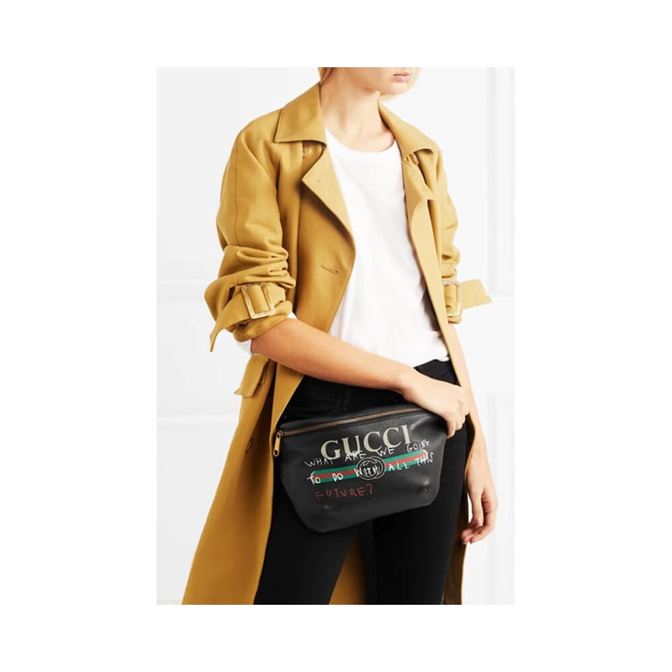 Gucci Leather Coco Capitan Vintage Logo Belt Bag Black view 3