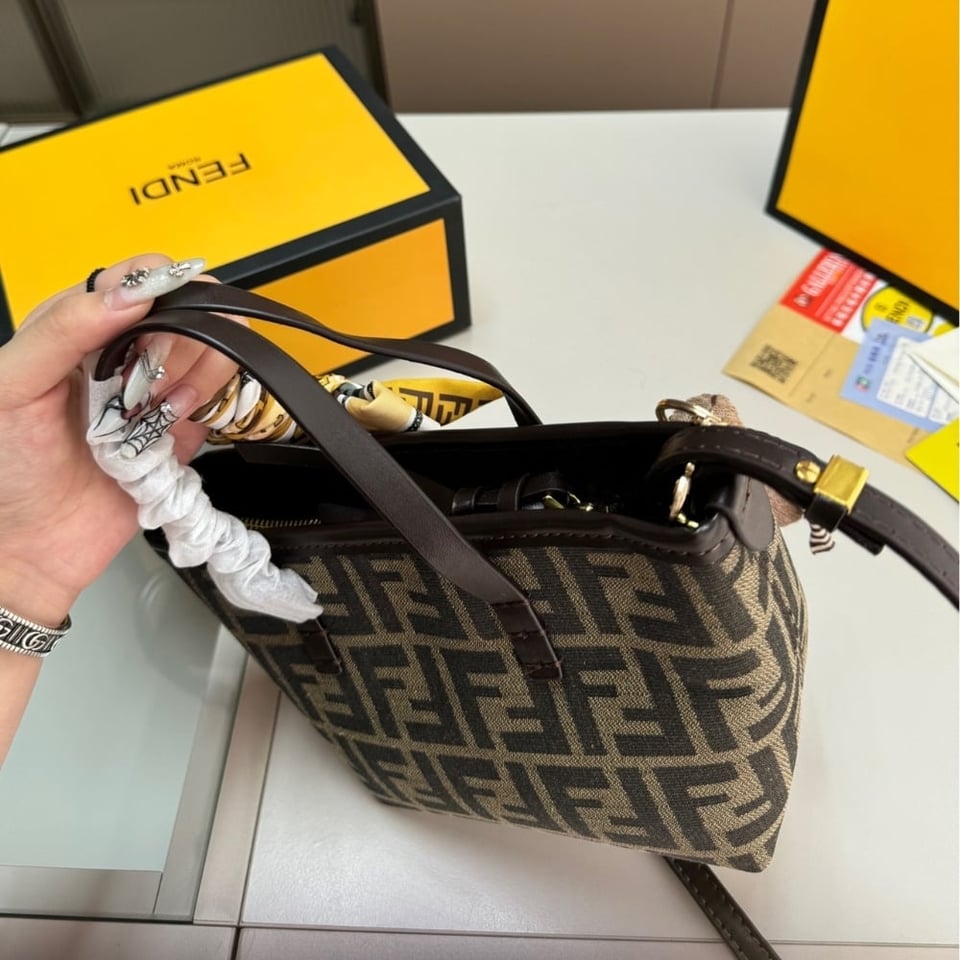 Fendi Mini Roll Ff Jacquard Mini Bag Brown 18Cm view 8