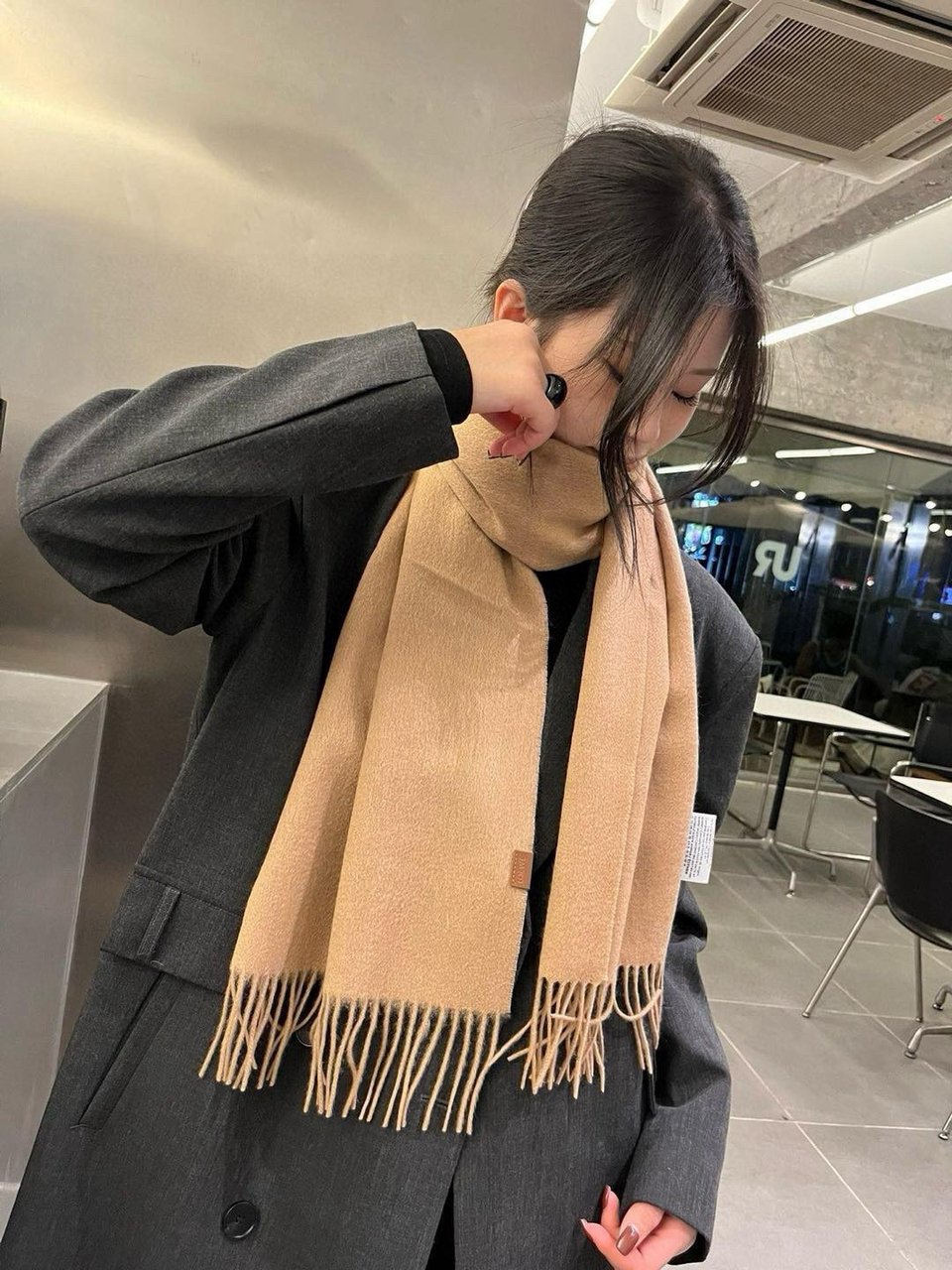 Loewe Mohair Scarf Solid Beige For Women 180cm view 5