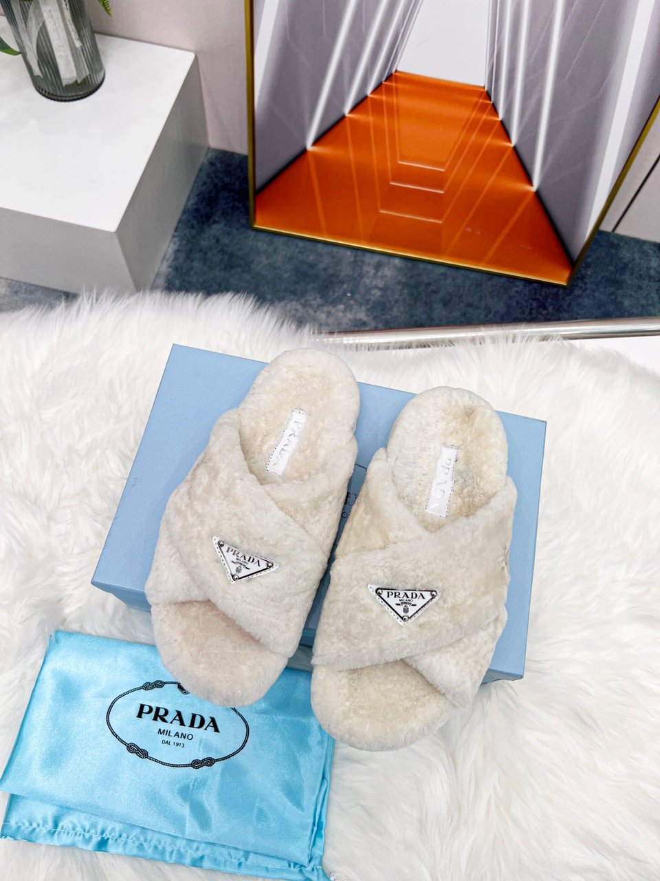 Prada Petal White Terrycloth Sippers view 3
