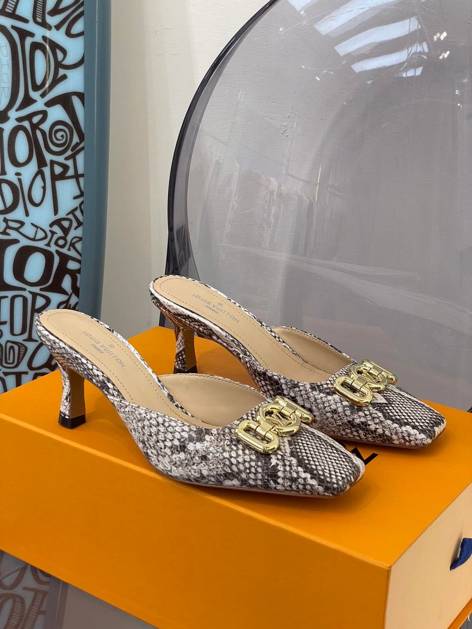 Louis Vuitton Lv Square Toe Snake Print Pump view 4