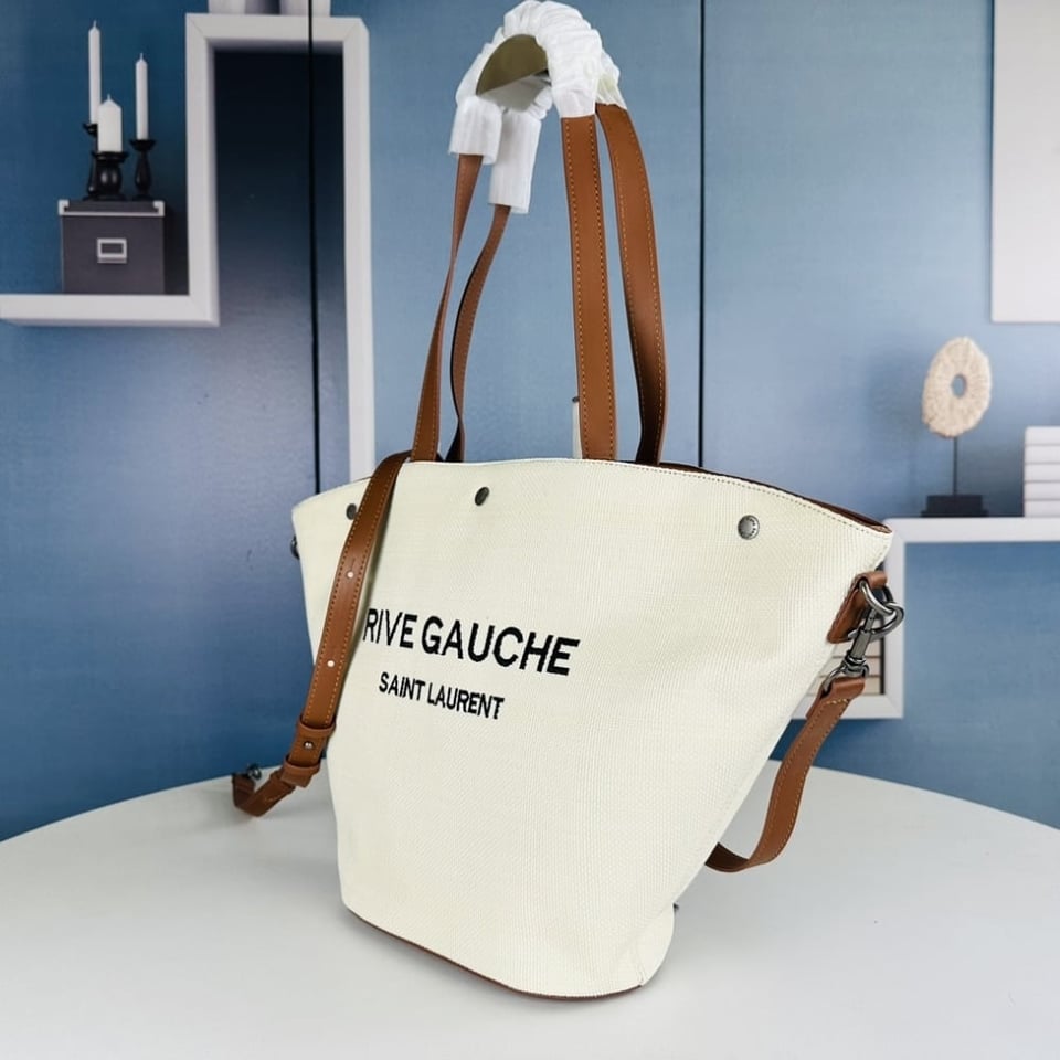 Saint Laurent Rive Gauche Shopping In Canvas White 50Cm view 4