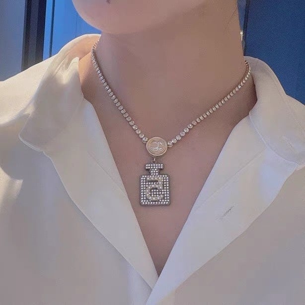 Chanel Resin Crystal Cc No 5 Perfume Bottle Necklace view 6