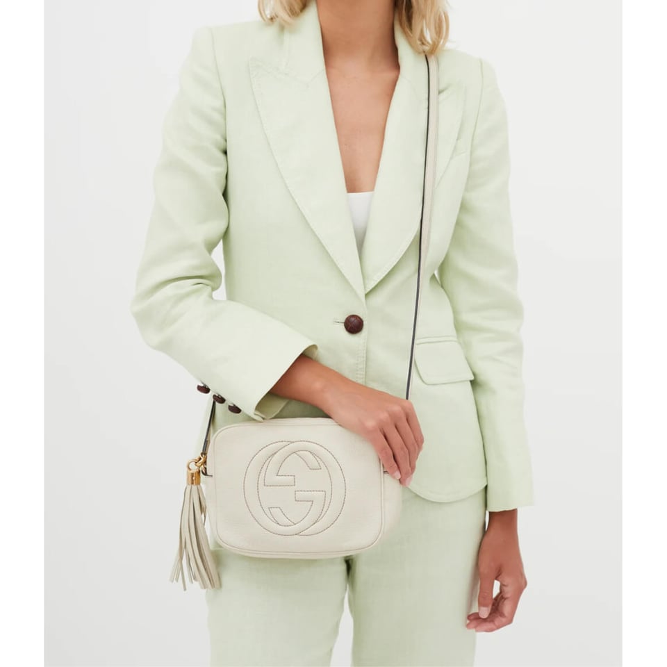 Gucci Soho Small Leather Disco Bag White view 3