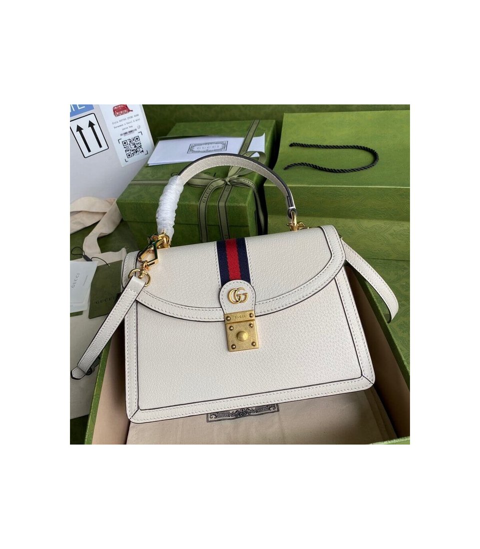 Gucci Ophidia Leather Small Top Handle Bag With Web view 4
