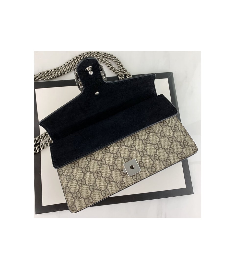 Gucci Dionysus Small Shoulder Bag in GG Supreme with Crystals Black 25cm view 14
