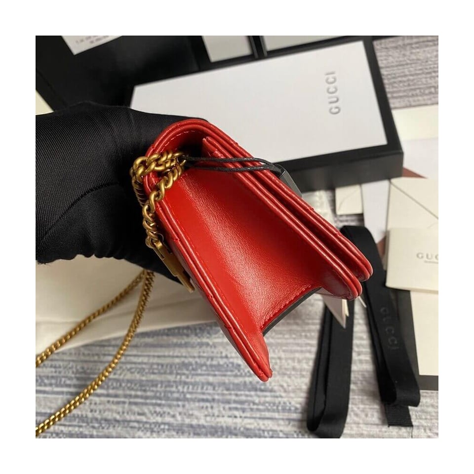 Gucci GG Marmont Mini Bag In Red Leather view 6