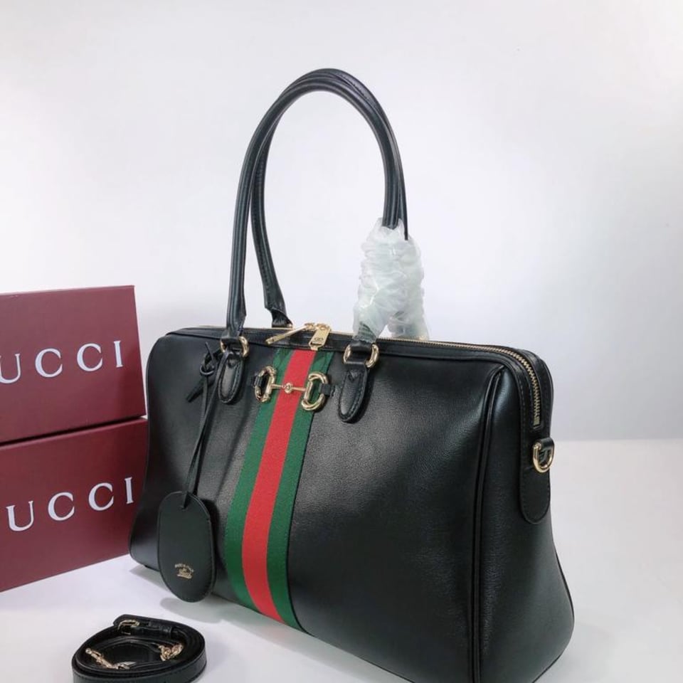 Gucci Borsetto Large Boston Bag Black 38.5cm/15.2in view 5