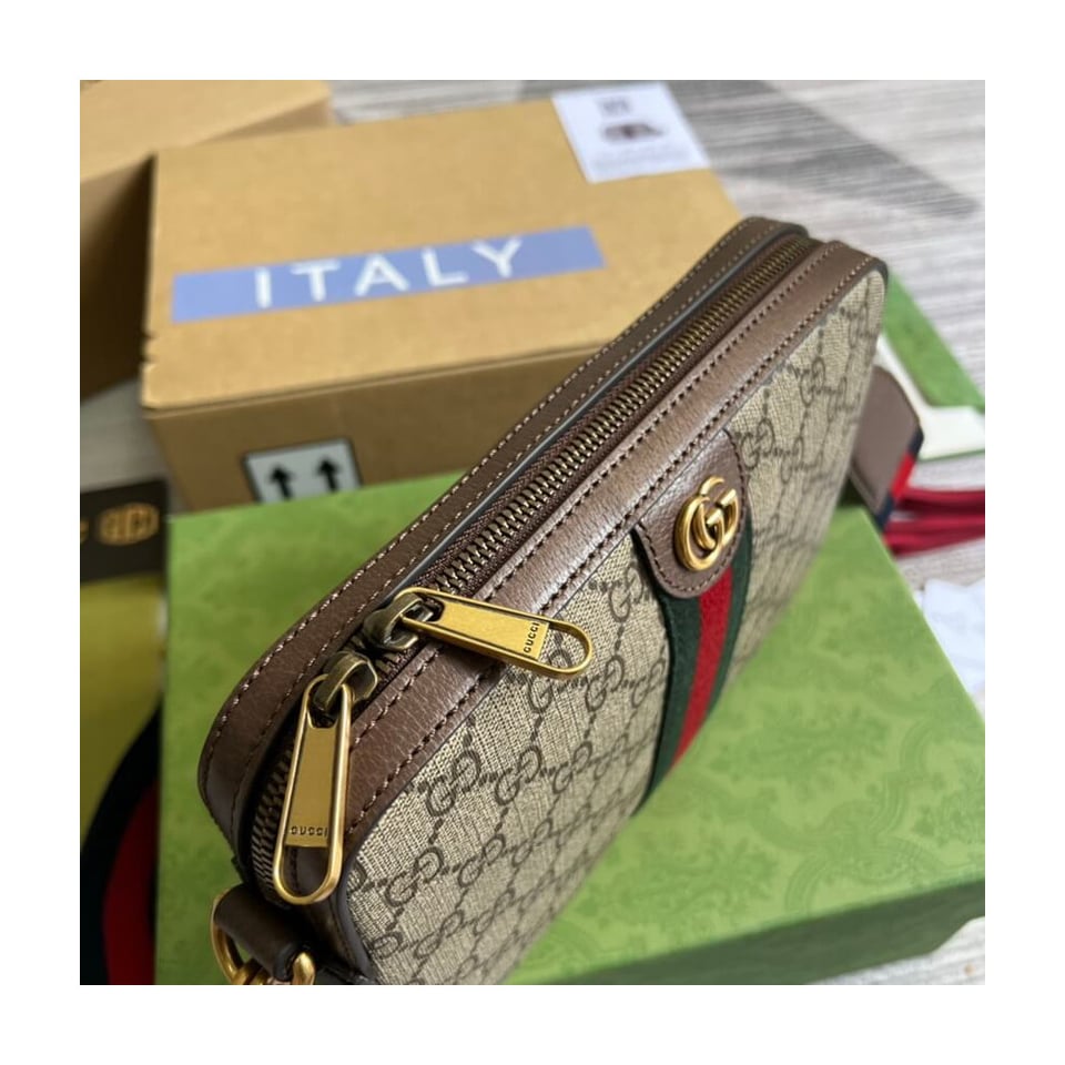 Gucci Ophidia GG Supreme Shoulder Bag Beige/Ebony 24cm/9.4in view 13