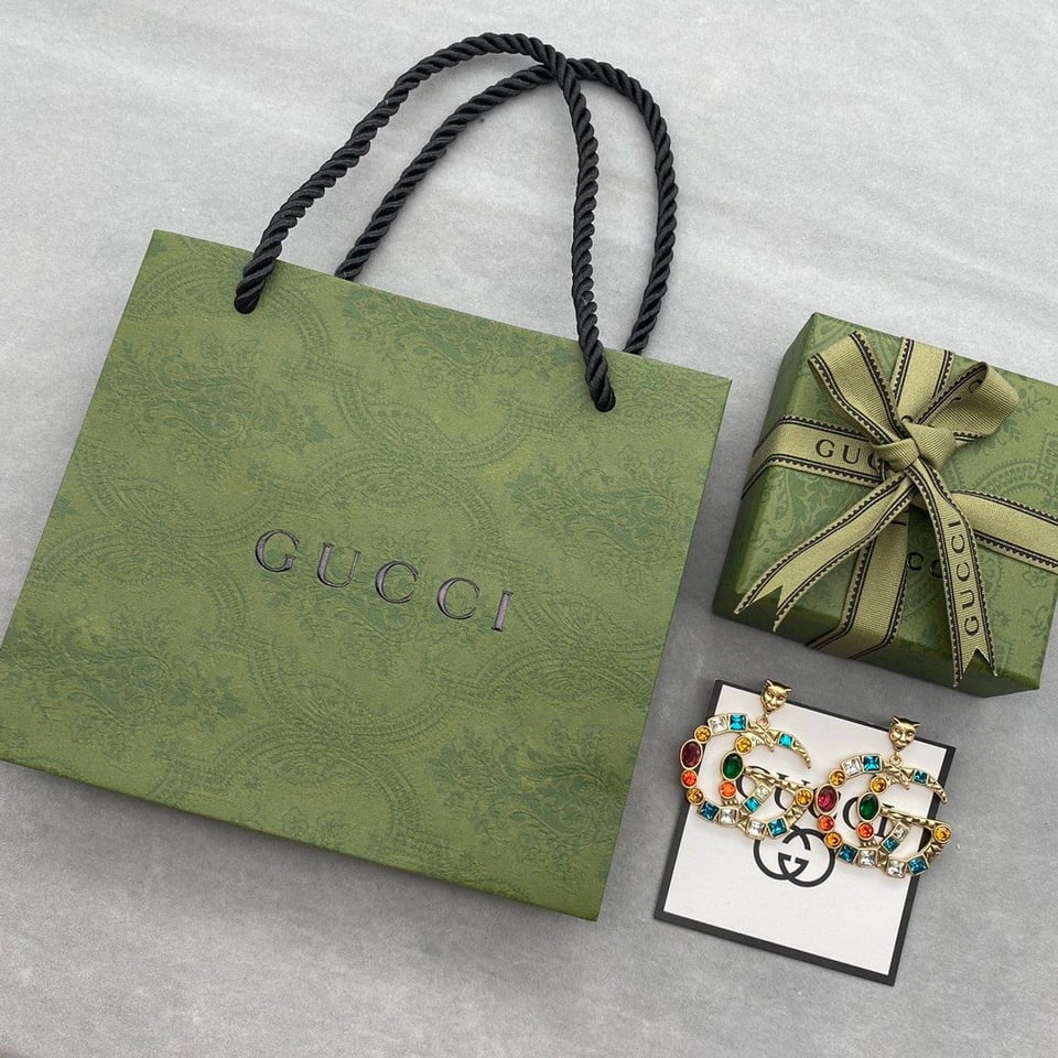 Gucci Gg Crystal In Gold Earrings view 4