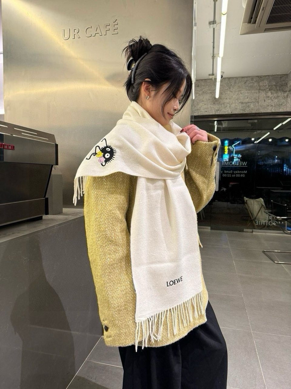 Loewe Mohair Scarf Soot Sprite White For Women 180cm view 3
