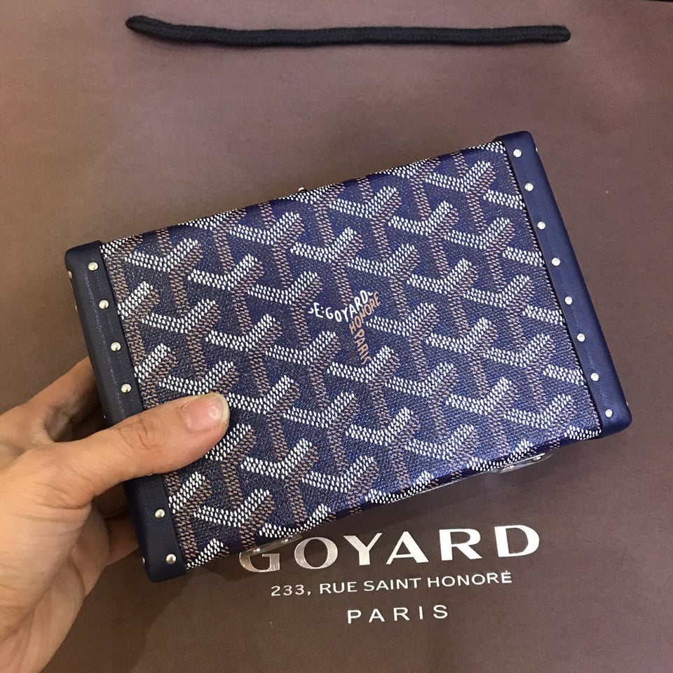 Goyard Minaudiere Trunk Bag 17Cm Navy Blue Canvas view 3