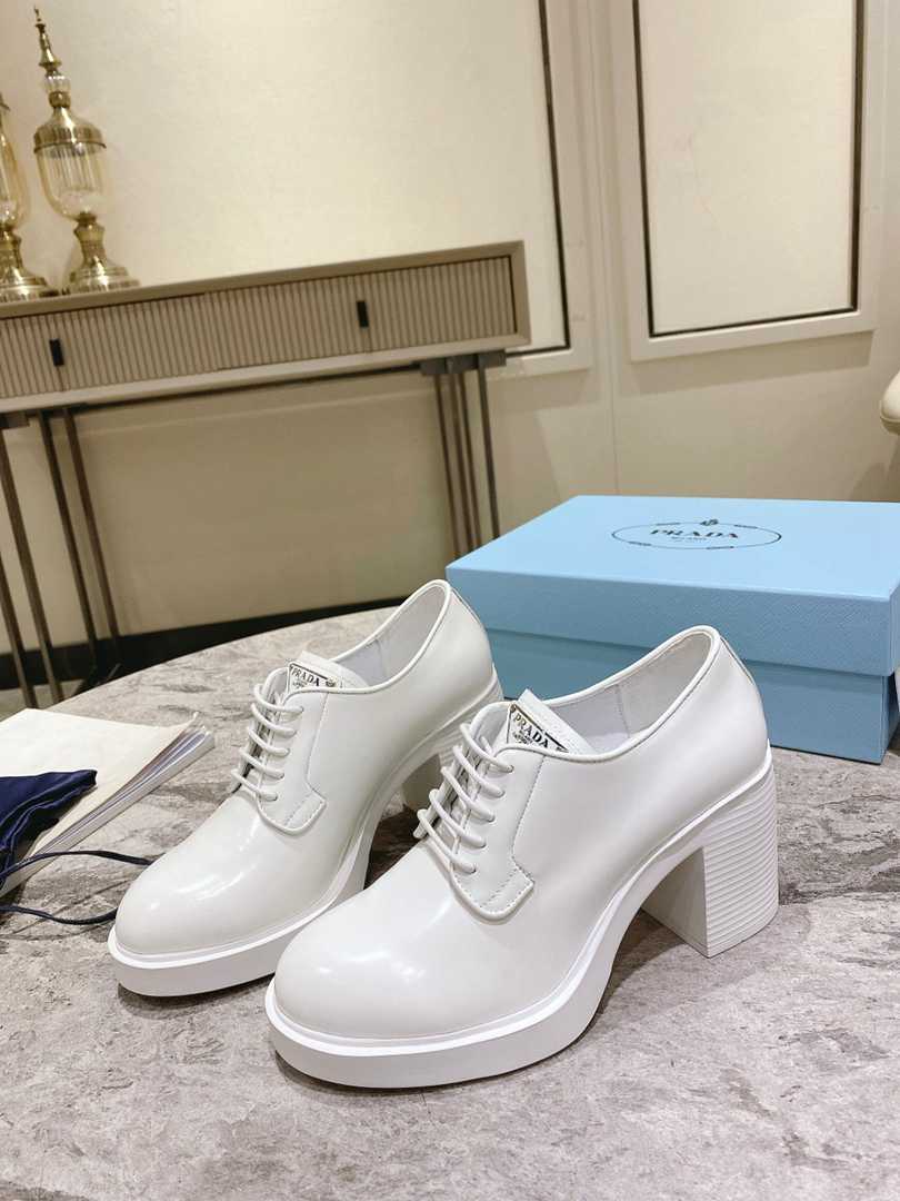 Prada Heeled Brushed Leather Lace-Ups White view 9