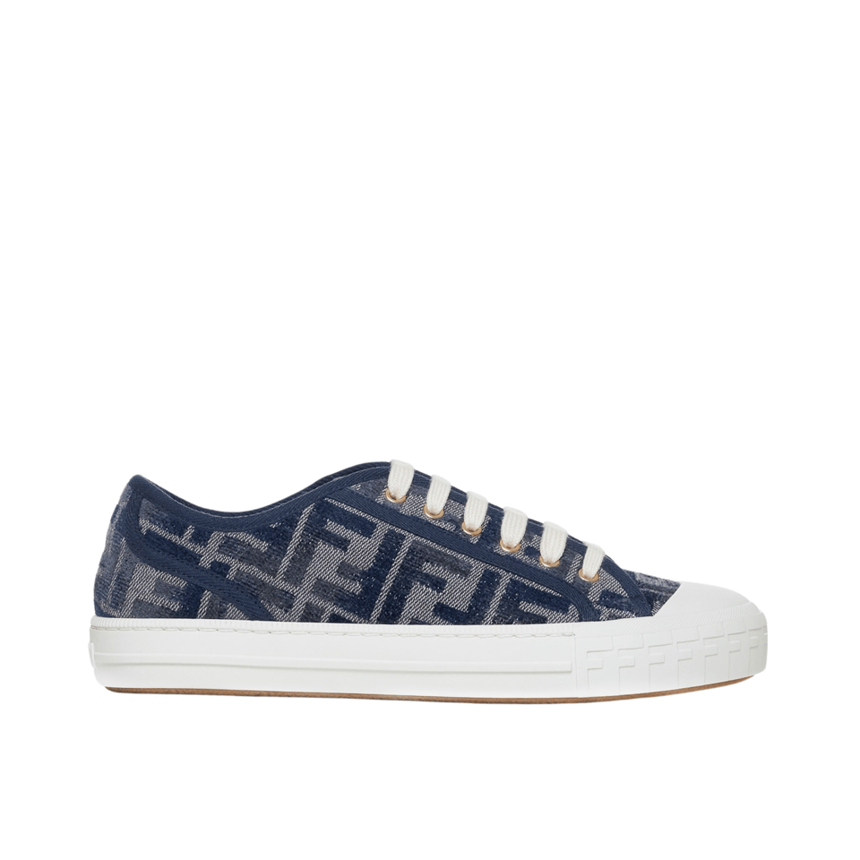 Fendi Domino Ff Denim Low Top Sneakers Blue view 2