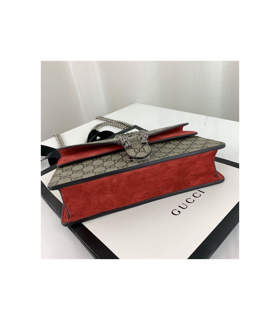 Gucci Dionysus Small Shoulder Bag in GG Supreme with Crystals Red 25cm view 17