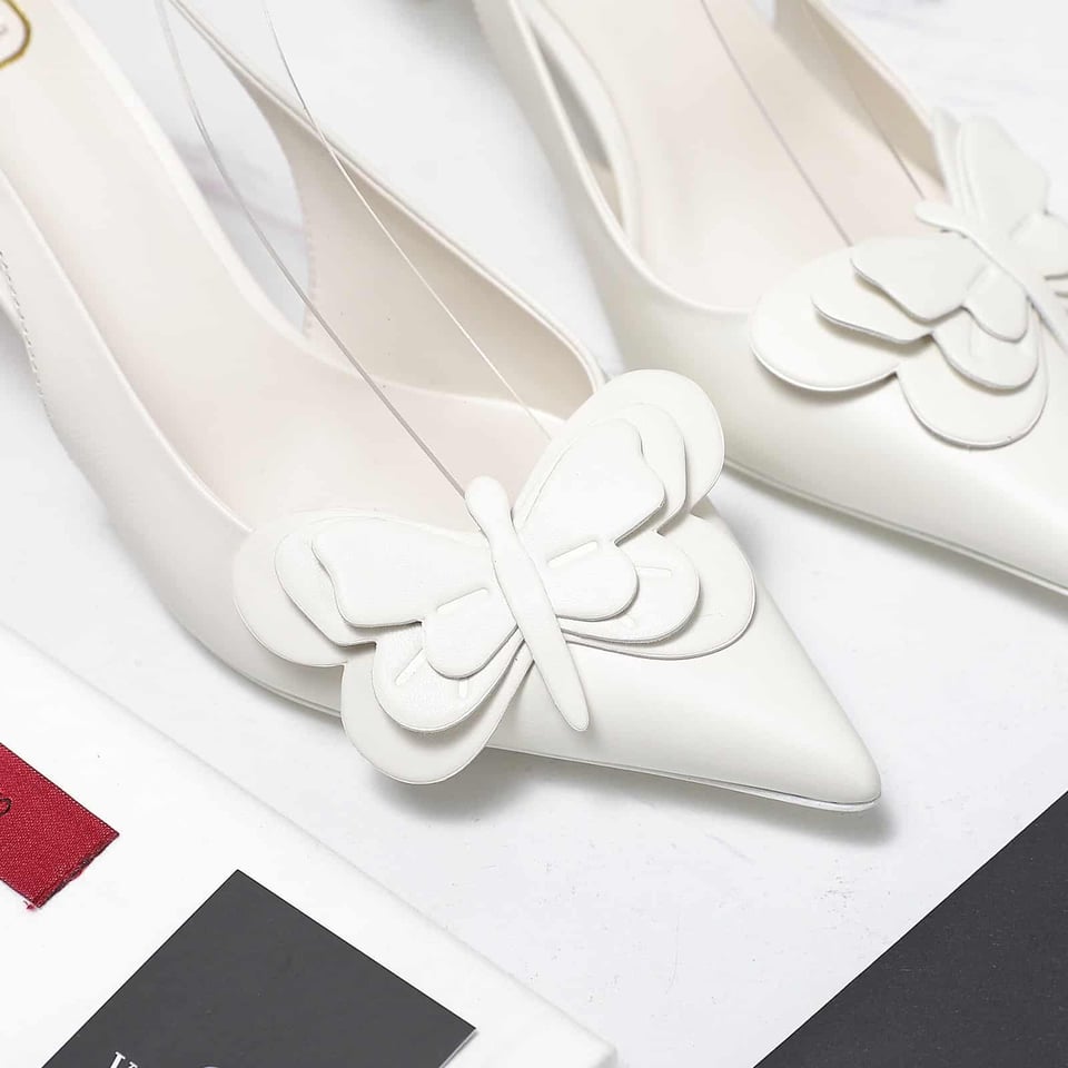 Valentino Garavani Papier Phalène Slingback Pumps White view 11