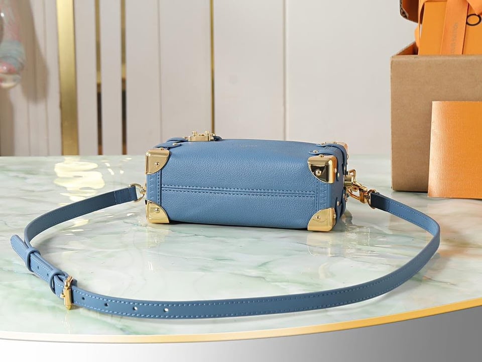 Louis Vuitton Side Trunk MM 21cm Blue Jeans Calf leather M27436 view 6