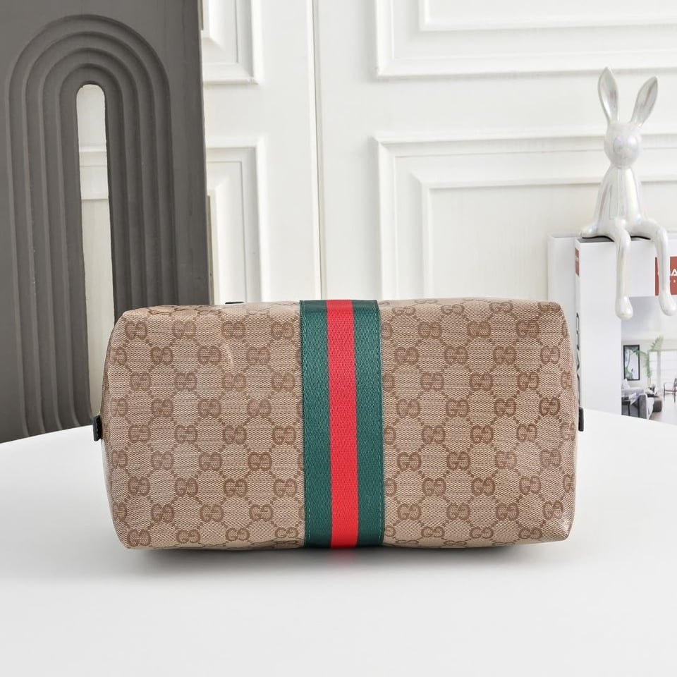 Gucci Melrose Medium Boston Bag 29cm/11.4in Sand And Brown GG Canvas 875228 FAF79 8547 view 5