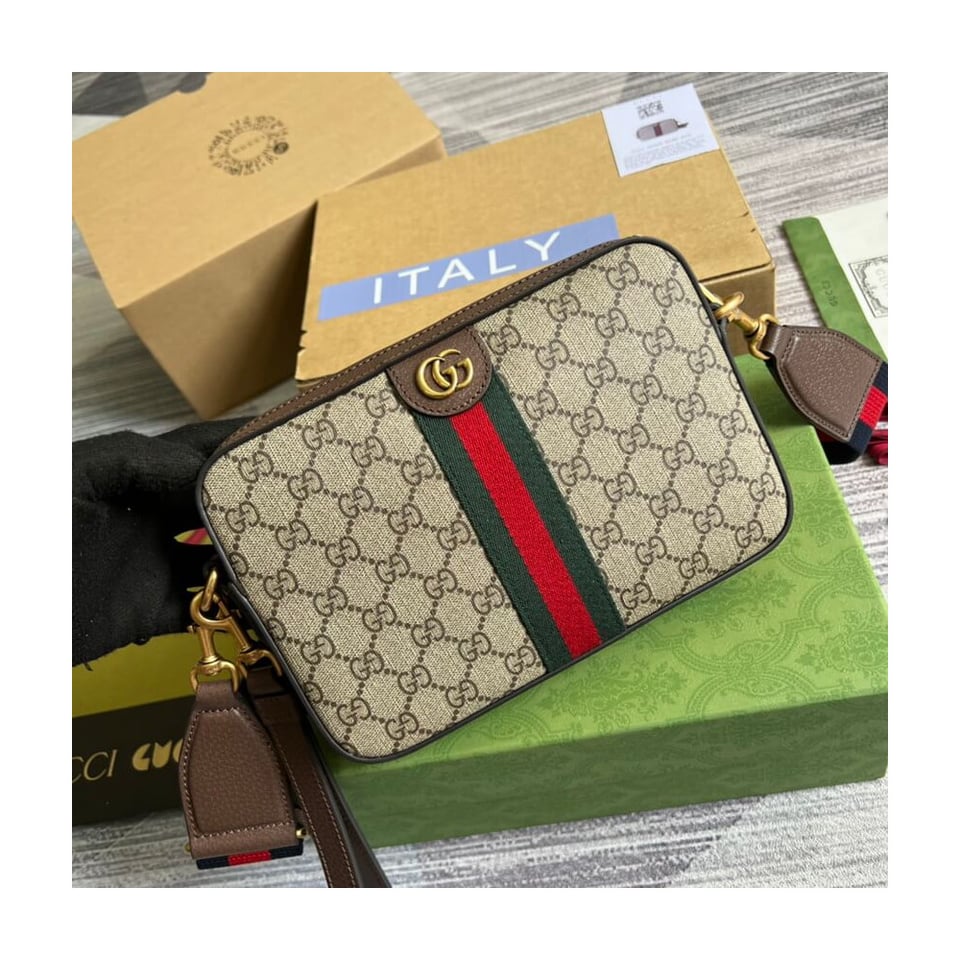 Gucci Ophidia GG Supreme Shoulder Bag Beige/Ebony 24cm/9.4in view 10