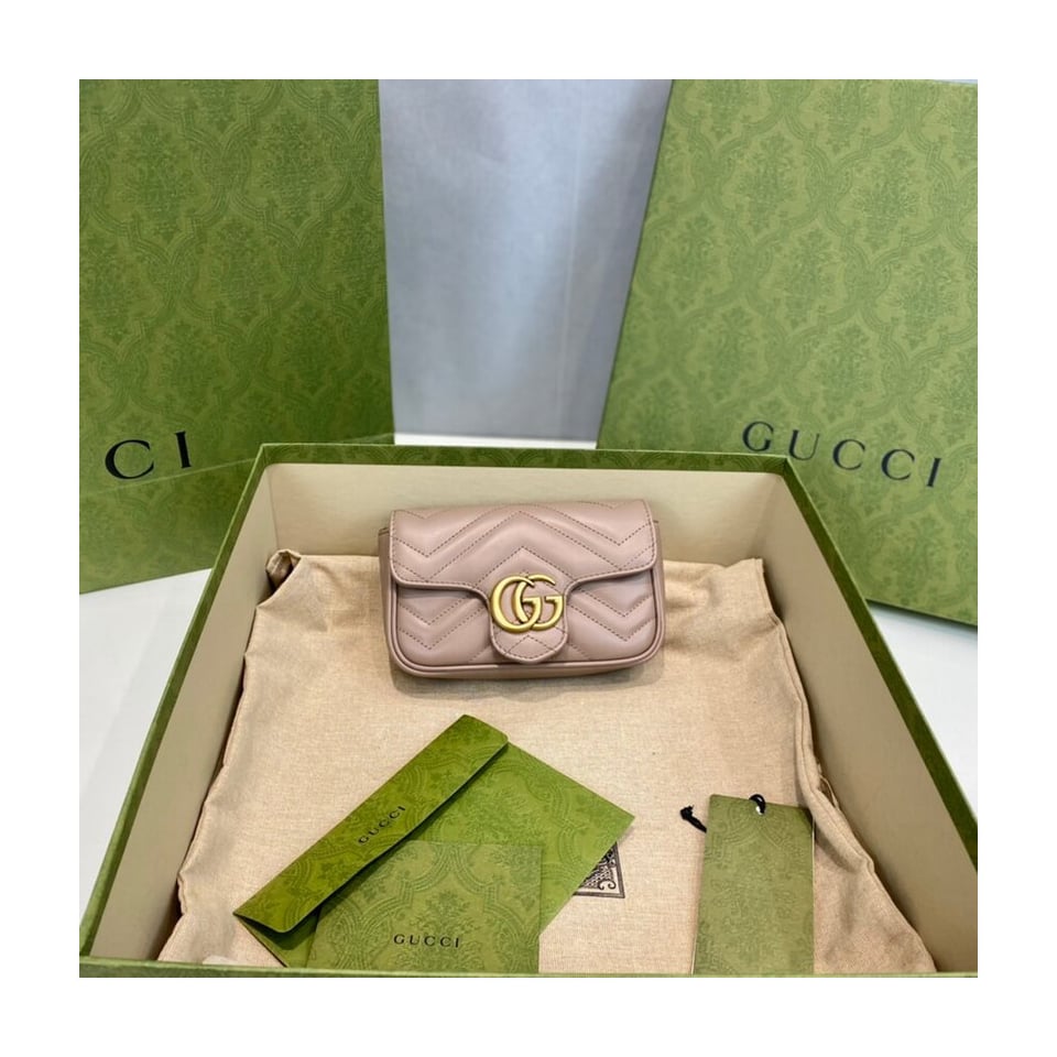 Gucci GG Marmont Matelasse Chevron Leather Super Mini Bag Nude Pink view 6
