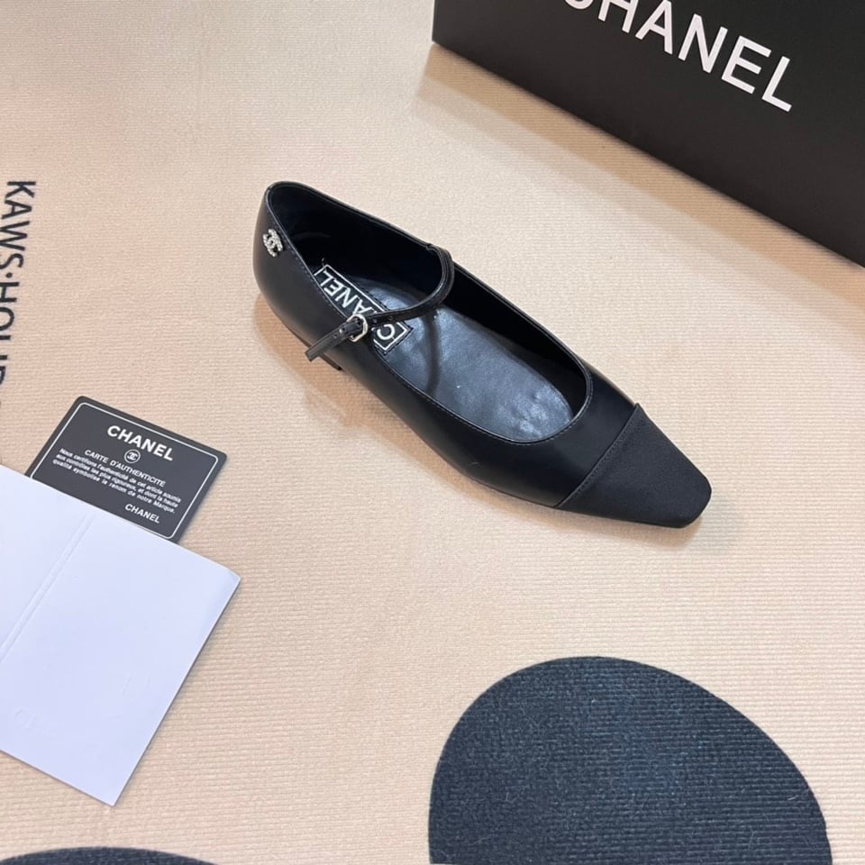 Chanel Square Toe Ballet Flats Black view 7