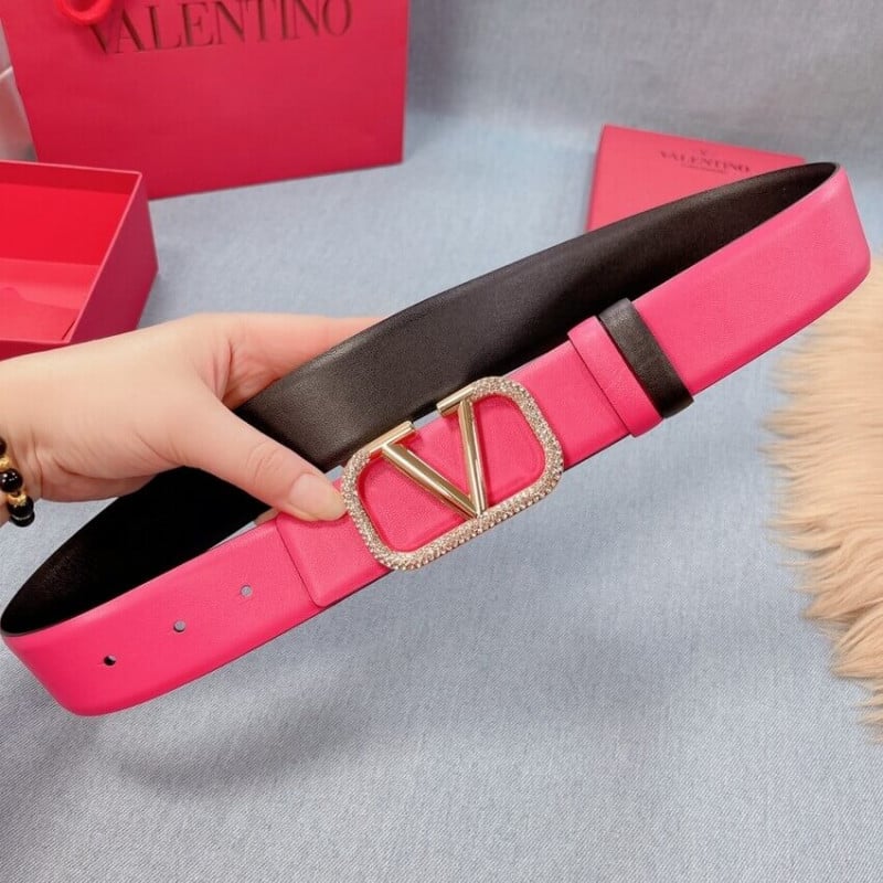 Valentino Garavini VLogo Pearl-Embellished Reversible Leather Belt view 4