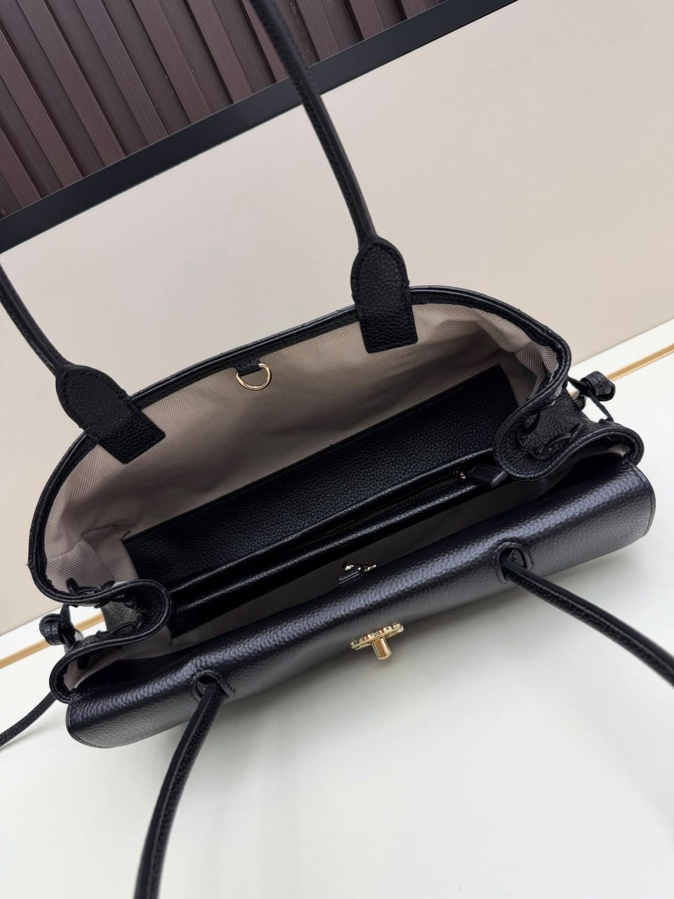 Chanel Small Shopping Bag Calfskin With Grain Effect &amp; Gold Metallic Black 32cm/12.6in AS6288 view 8