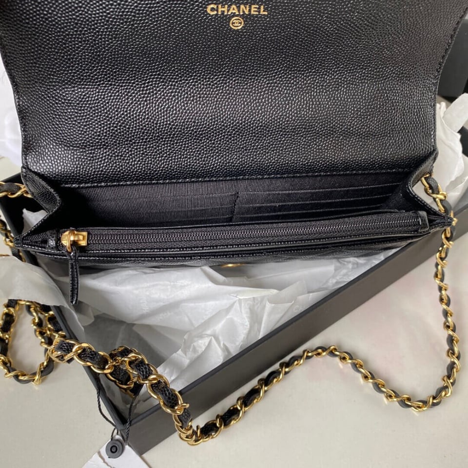 Chanel Grained Calfskin Wallet on Chain 19cm view 10