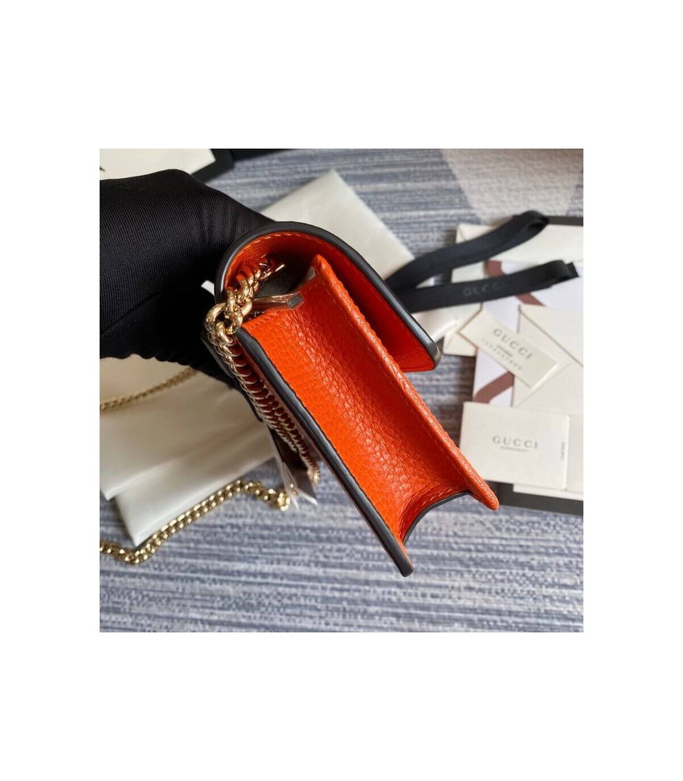 Gucci GG Interlocking Wallet On Chain Orange view 4