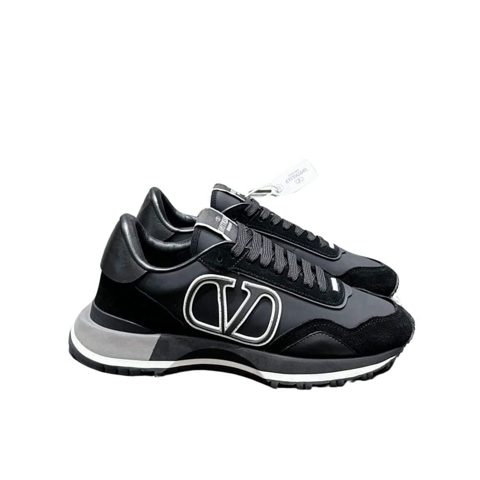 Valentino Lace And Mesh Lacerunner Trainer Black view 2